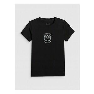 Tricou dama bumbac - slim - imprimeu - Negru imagine
