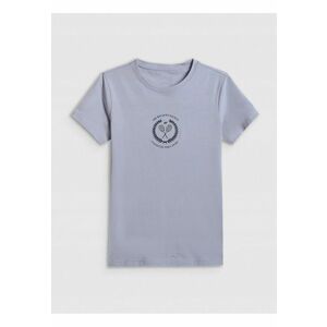 Tricou dama - slim - imprimeu - albastru - bumbac imagine