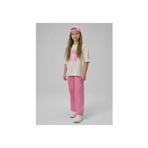 Tricou copii - lejer - alb - bumbac - cu imprimeu stralucitor - maneci cazute imagine