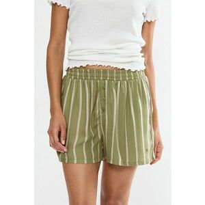 Pijama cu pantaloni scurti si dungi - Verde pal/Alb murdar imagine