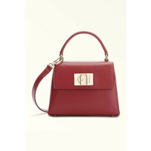 Geanta crossbody din piele cu buzunar pe partea din spate - Caramiziu imagine