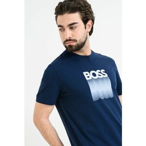 Tricou de bumbac cu imprimeu logo - Alb/Bleumarin imagine