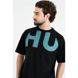 Tricou lejer cu logo supradimensionat Nalftee - Negru/Verde persan imagine