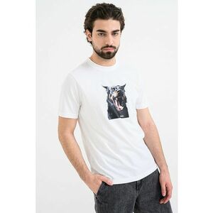 Tricou din amestec de bumbac cu imprimeu foto - Negru/Alb optic imagine