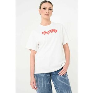 Tricou de bumbac cu logo - Rosu/Alb murdar imagine