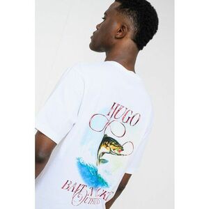 Tricou de bumbac cu imprimeu pe spate - Rosu/Alb optic/Albastru imagine