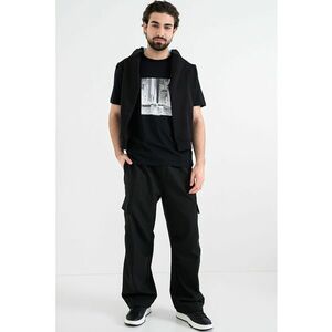 Tricou de bumbac cu imprimeu grafic Deyss - Alb/Negru/Gri inchis imagine