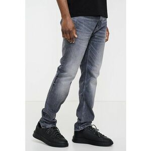 Blugi slim fit cu aspect decolorat - Gri inchis melange imagine