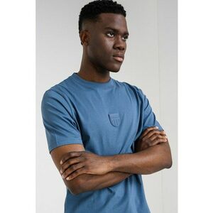 Tricou de bumbac cu decolteu la baza gatului Darvish - Albastru prafuit imagine