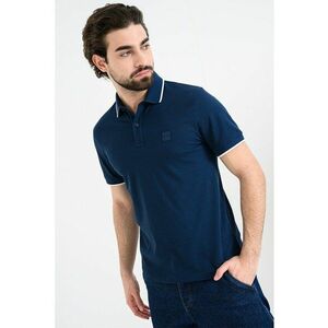 Tricou polo slim fit Passertip - Alb optic/Bleumarin imagine