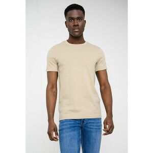 Tricou slim fit cu model uni - Bej inchis imagine