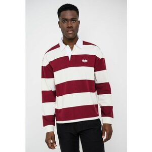 Bluza polo din bumbac cu dungi - Visiniu/Alb fildes imagine