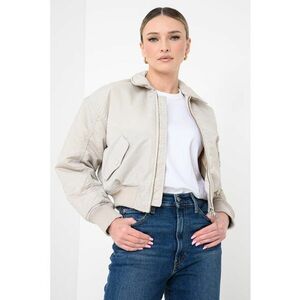 Jacheta bomber crop - Alb fildes imagine