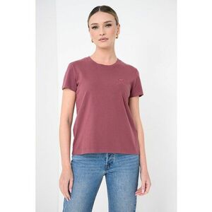 Tricou din bumbac cu decolteu la baza gatului - Roz prafuit imagine