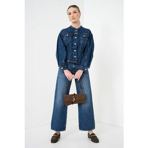 Jacheta cambrata din denim - Albastru inchis imagine