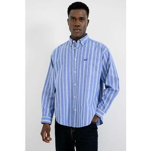 Camasa relaxed fit din bumbac cu guler fixat cu nasturi - Alb/Albastru lavanda imagine