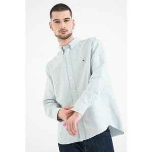 Camasa Oxford regular fit cu model in dungi - Verde pal imagine