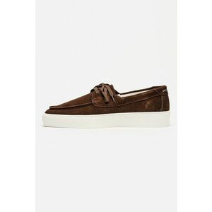 Pantofi loafer din piele intoarsa cu logo discret Leeway - Maro inchis imagine
