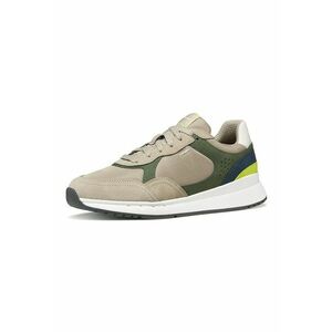 Pantofi sport Branthon low-cut cu insertii din piele ecologica - Maro taupe deschis/Verde lime/Bleumarin imagine
