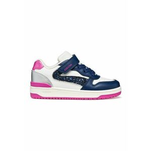 Pantofi sport din piele ecologica cu velcro - Alb/Roz imagine