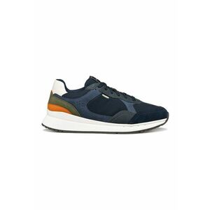Pantofi sport Branthon low-cut cu insertii din piele ecologica - Albastru ultramarin/Portocaliu stins/Kaki imagine