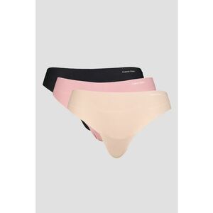Set de chiloti tanga cu logo - fara cusaturi - 3 perechi - Negru/Roz zmeuriu/Maro nisip imagine