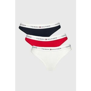 Set de chiloti tanga cu logo - 3 perechi - Alb/Albastru ultramarin/Rosu vermillion imagine