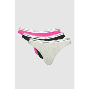 Set de chiloti tanga cu banda logo elastica in talie - 3 perechi - Negru/Gri deschis/Fucsia imagine