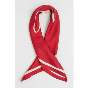 Esarfa patrata de matase cu monograma - Rosu vermillion/Crem imagine