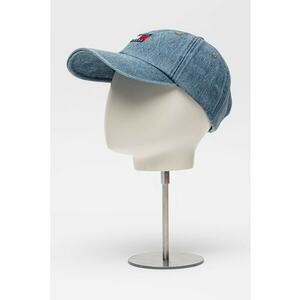 Sapca din denim cu logo - Albastru melange imagine
