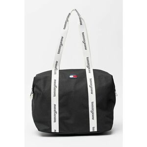 Geanta tote de piele cu fermoar si maner cu logo - Negru imagine