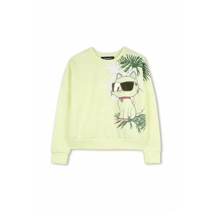 Bluza de trening cu decolteu la baza gatului si imprimeu grafic - Negru/Galben pal/Verde feriga imagine