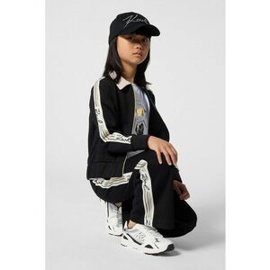 Pantaloni de trening cu croiala ampla si segmente laterale cu logo - Negru imagine
