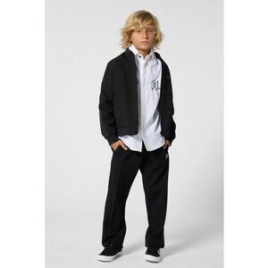 Pantaloni de trening cu croiala dreapta si segmente laterale cu logo - Negru/Alb optic imagine