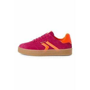 Pantofi sport din piele intoarsa si aspect texturat - Portocaliu/Roz inchis imagine