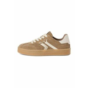 Pantofi sport din piele intoarsa si aspect texturat - Maro taupe imagine