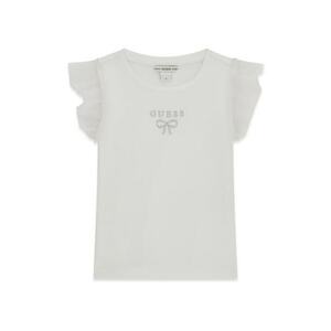 Tricou striat cu maneci cu volane - Alb imagine