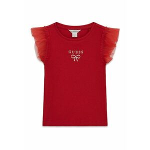 Tricou striat cu maneci cu volane - Rosu imagine