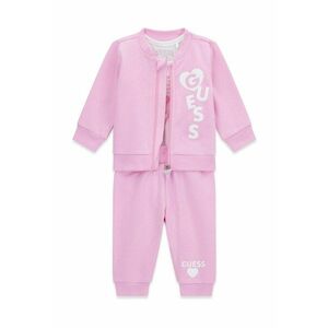 Set de trening si body cu logo - 3 piese - Alb/Roz pastel imagine