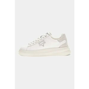 Pantofi sport flatform din piele cu imprimeu logo lateral - Alb imagine