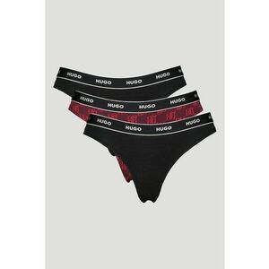 Set de chiloti tanga cu imprimeu - 3 perechi - Negru stins/Rosu stins imagine