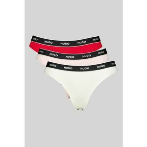 Set de chiloti tanga cu banda logo in talie - 3 perechi - Rosu/Alb/Roz pastel imagine