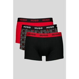Set de boxeri cu model si banda cu logo in talie - 3 perechi - Rosu/Negru imagine