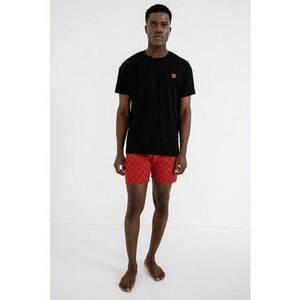 Pijama scurta din amestec de bumbac - Rosu/Negru imagine