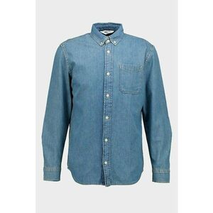 Camasa din material chambray cu maneci lungi - Albastru melange imagine