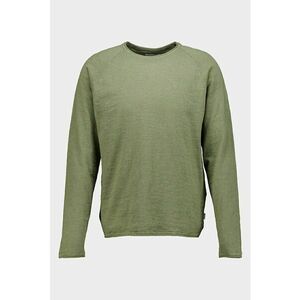 Pulover din bumbac organic cu decolteu rotund - Verde masliniu inchis imagine