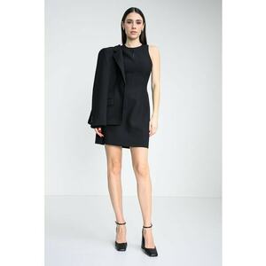 Rochie scurta cu croiala dreapta si decupaj - Negru imagine