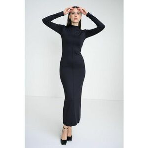Rochie midi cu croiala cambrata - Negru imagine