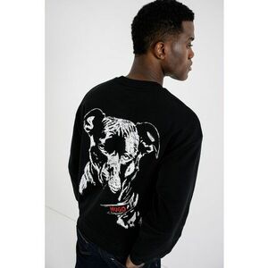 Bluza de trening cu maneci cazute si imprimeu pe partea din spate - Alb/Negru imagine