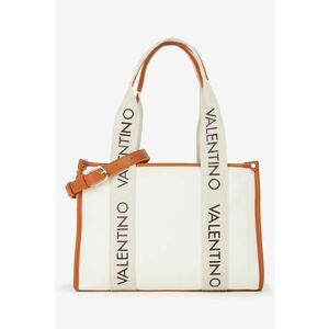 Geanta shopper din material textil cu manere cu logo Candle - Caramel/Alb murdar imagine